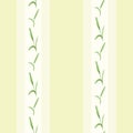 Seamless pattern of green buds flowers on a light yellow background with yellow vertical stripes. Watercolor Royalty Free Stock Photo