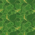 Seamless pattern, green camouflage of poplar leaves and buds for fabrics, Wallpapers, tablecloths, prints and designs.