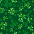 Seamless pattern with green clover leaves. Modern background with repeating elements for packaging, printing, fabric. Vector Royalty Free Stock Photo