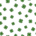 Seamless pattern with green clovers leaf on a white background. Stock vector illustration.Scandinavian style.Clover Royalty Free Stock Photo