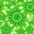Seamless pattern with green floral guilloche