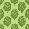 Green Globe Artichoke Seamless Pattern