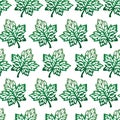 Seamless pattern with green gradient maple leaves on a white background. Spring, summer motives. Design for decorating wallpaper Royalty Free Stock Photo