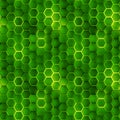 Seamless pattern of green illuminating hexagons 3D render
