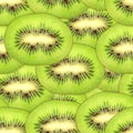 Seamless pattern of green kiwi slices