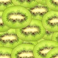 Seamless pattern of green kiwi slices Royalty Free Stock Photo
