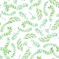 Seamless pattern with green leaf. Vector illustration. Watercolor painted background Royalty Free Stock Photo