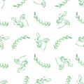 Seamless pattern with green leaf. Vector illustration. Watercolor painted background Royalty Free Stock Photo