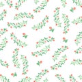 Seamless pattern with green leaf. Vector illustration. Watercolor painted background Royalty Free Stock Photo