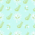 Seamless pattern with green leaves and heart. Nature concept. Background for your design wallpapers, web page