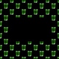 Seamless pattern with green liquor in shot glass on black