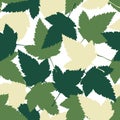 Seamless pattern with green maple leaves. Fabric texture. Fall season. Autumn leaves Royalty Free Stock Photo