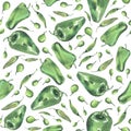 Seamless pattern Green Pepper. Hand painted watercolor. Handmade fresh food design elements isolated Royalty Free Stock Photo