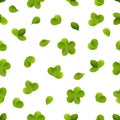 Seamless pattern of green petals of clover