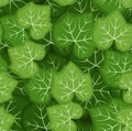 Seamless pattern with green pumpkin leaves. Vector Royalty Free Stock Photo