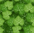 Seamless pattern with green pumpkin leaves. Vector