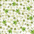 Seamless pattern of green radishes. Radish Margelan, Lobo, Chinese radish, green radishes of flat style. Root vegetables