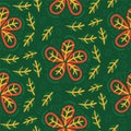 seamless pattern green red flower creative design background vector illustration Royalty Free Stock Photo