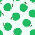Seamless pattern from green ripe apples