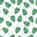 Seamless pattern with green rowan leaves