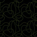 Seamless pattern with green threads stitching on black background