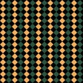 Seamless pattern. Green and yellow design checkered pattern with a black background. Stylish pattern concept for wrapping paper. Royalty Free Stock Photo