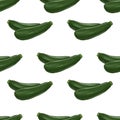 seamless pattern with green zucchini at white background Royalty Free Stock Photo