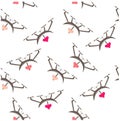 Seamless pattern grey air drone with red hearts flat design