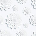 Seamless pattern with grey 3d flower chrysanthemum Royalty Free Stock Photo