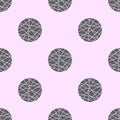 Seamless pattern with grey mosaic circles. Abstract pink background with geometric elements. Design for wrappers, fabrics,