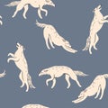 Seamless pattern with greyhound breed dogs. Vector graphics