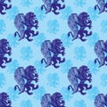 Seamless pattern with griffins lions. Royalty Free Stock Photo