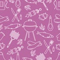 Seamless pattern with grill, barbecue tools. BBQ Royalty Free Stock Photo