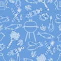 Seamless pattern with grill, barbecue tools. BBQ Royalty Free Stock Photo