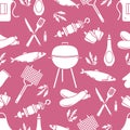 Seamless pattern with grill, barbecue tools. BBQ Royalty Free Stock Photo