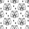 Seamless pattern with grizzly bear Royalty Free Stock Photo