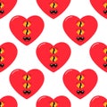 Seamless pattern groovy heart, valentine's day, character