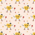 Seamless pattern groovy valentine's day, hearts, cute character