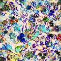 Abstract grunge floral composition on leopard texture. Royalty Free Stock Photo