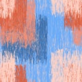 Seamless pattern with grunge striped square shaded elements in blue,brownn,beige colors