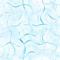 Seamless pattern with grunge wavy interlace stripes in blue pastel colors