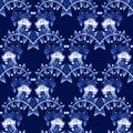 Seamless pattern in Gzhel style. National ornament in Russian or Chinese stylization. Royalty Free Stock Photo