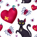 Seamless pattern for Halloween. A cat with