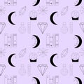 Seamless pattern for halloween with cobweb witch paraphernalia