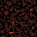 Seamless pattern of halloween doodle Royalty Free Stock Photo