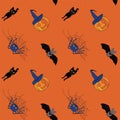 Seamless pattern for Halloween. Hand drawing. Vector. Royalty Free Stock Photo