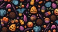 seamless pattern with pumkin halloween pastel halloween candy