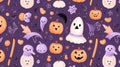 seamless pattern with pumkin halloween pastel halloween candy