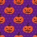 Seamless pattern halloween pumpkin with polka dots