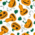 Seamless pattern Halloween pumpkin on a white background